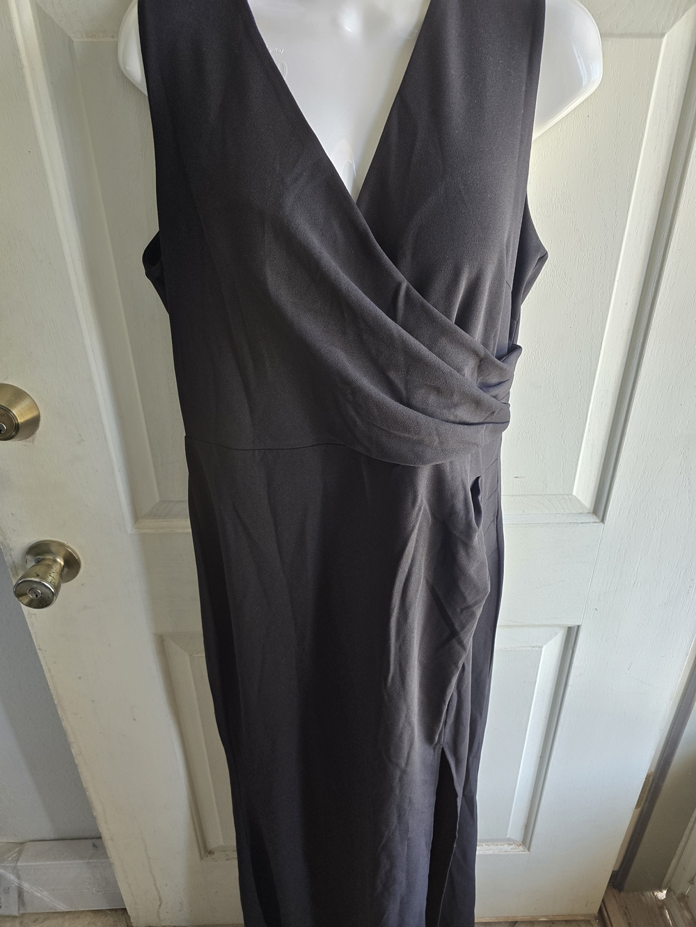 Sleeveless Black Wrap Front Maxi Dress